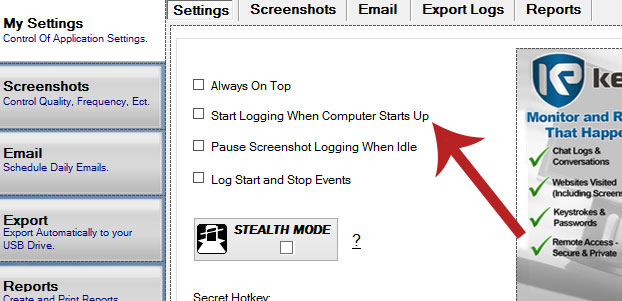 Keylogger Settings for PC Monitoring